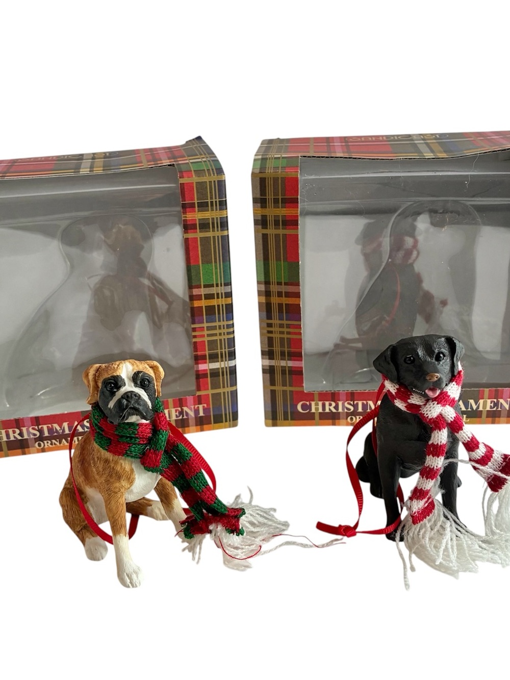 Sandicast Boxer Dog Labrador Retriever Dog Lot Of 2 Christmas Ornaments New